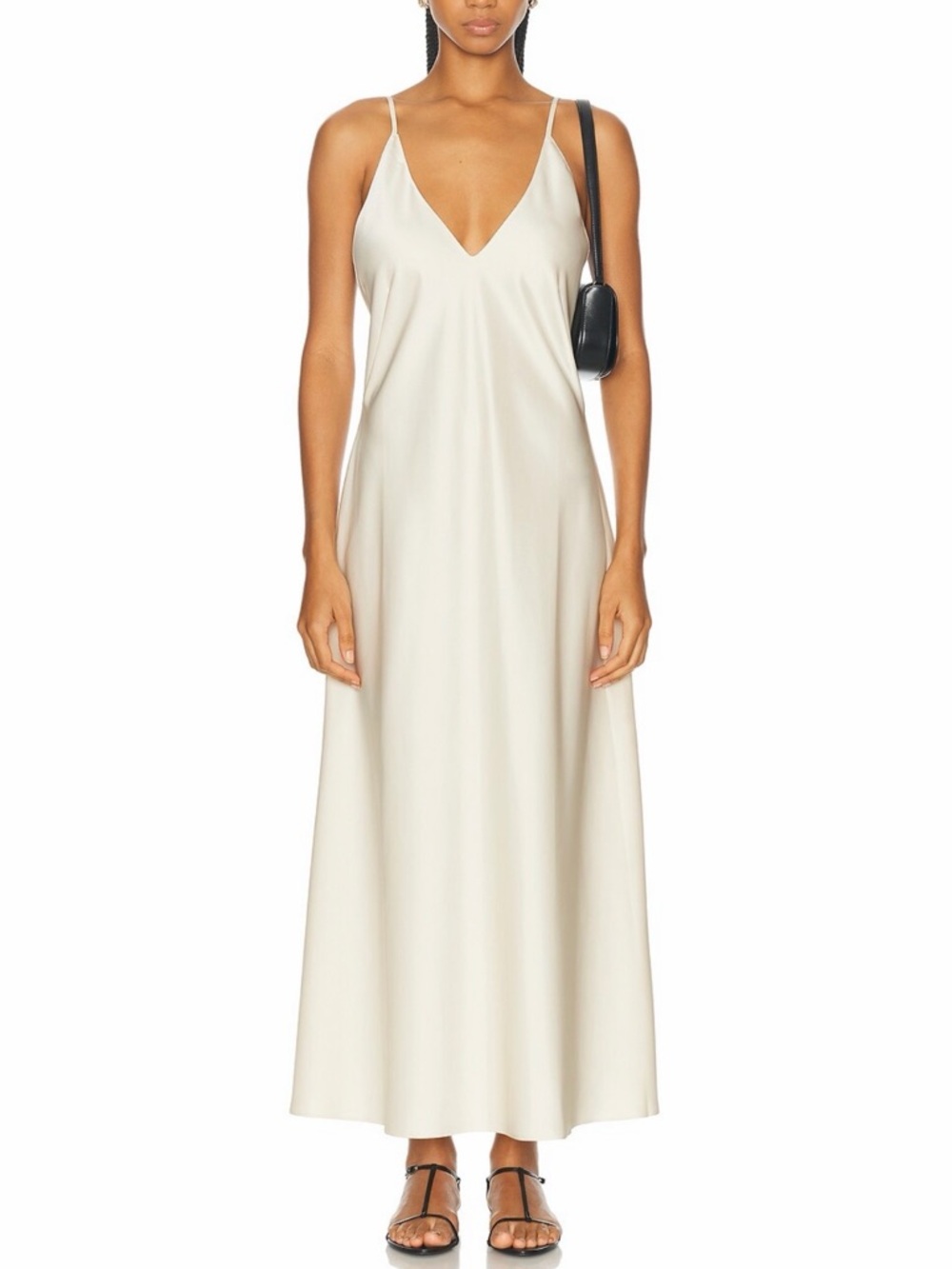 Leset V-Neck Slip Dress in Soft grey